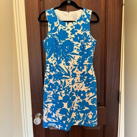 J. Crew | Dresses | J Crew Blue And White Floral Summer Dress In Size 6 |  Poshmark